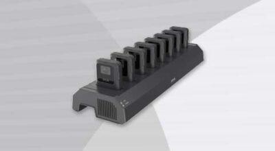 AXIS W703 Docking Station 8 Bay front-left view.